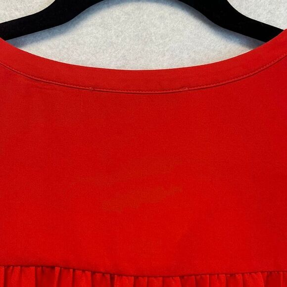 LOFT Women’s Sleeveless Blouse Large Red Ruffle Trim Keyhole Neck Flowy Top - Picture 12 of 13